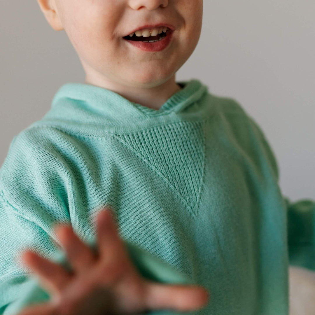 Cotton Cashmere Hoodie Sweater (Sea Glass Blue)