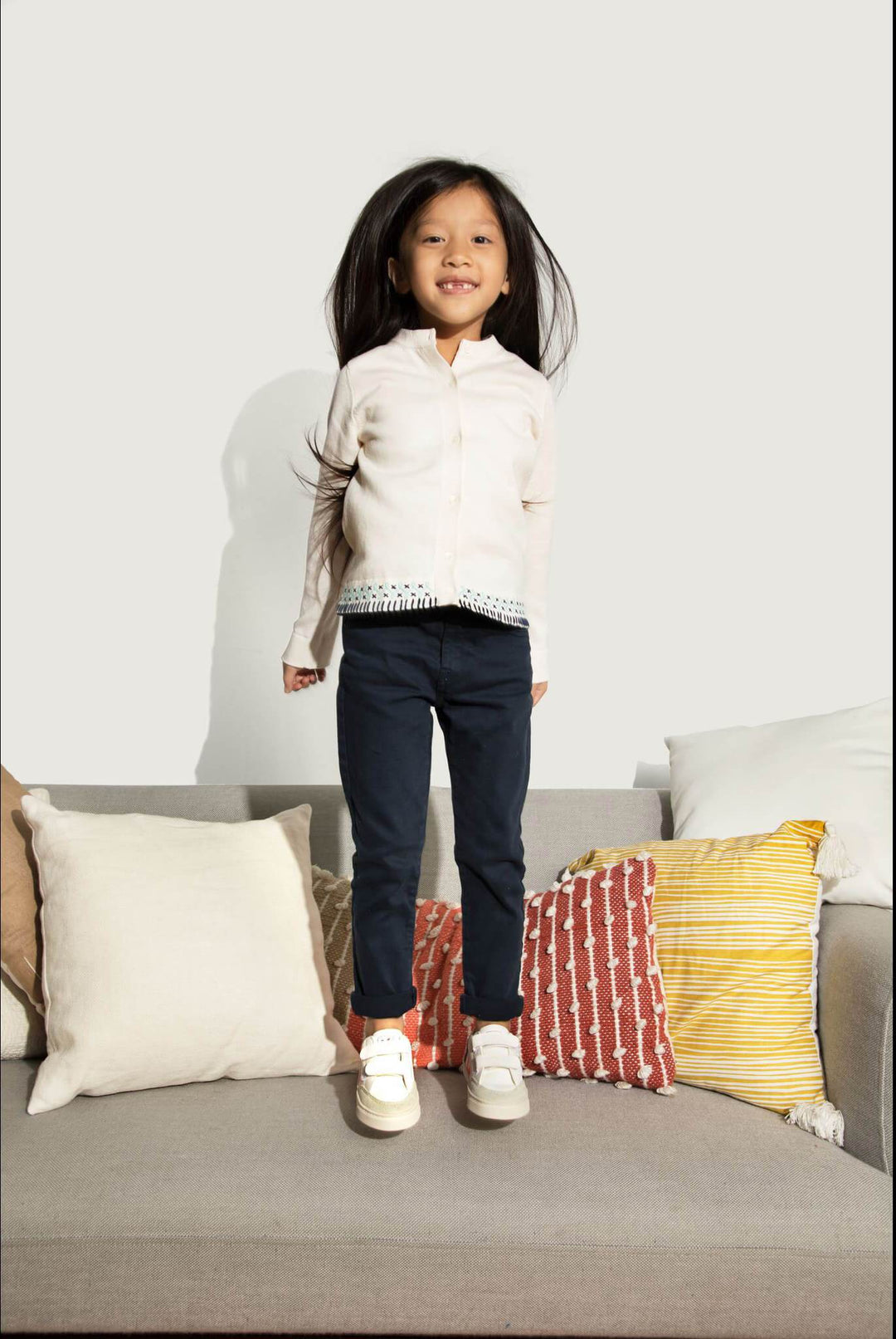 Kids Sweaters Embroidered Organic Girls Cardigan. Made in NYC. 100 Percent Organic Kids Clothes.