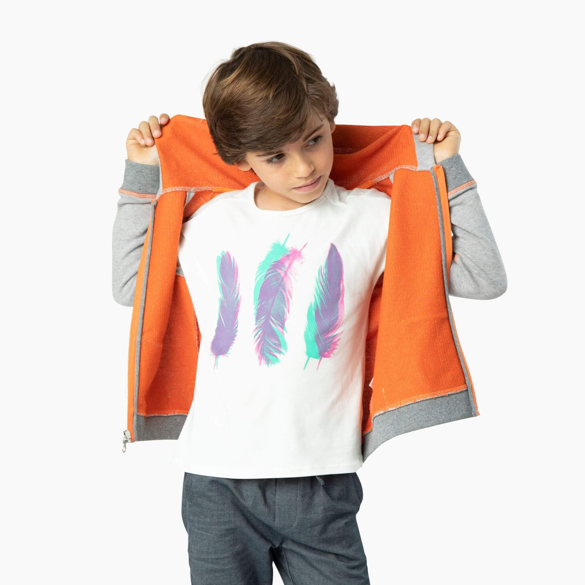 Grey orange hoodie deals