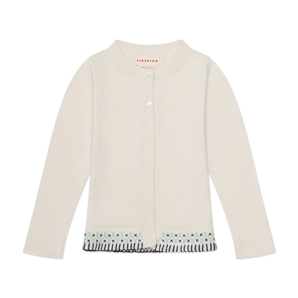 Kids Sweaters Embroidered Organic Girls Cardigan. Made in NYC. 100 Percent Organic Kids Clothes.