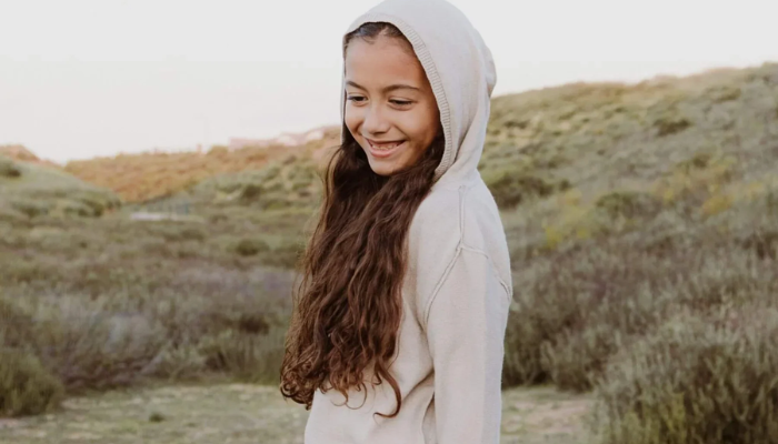 Cashmere Blend Hoodie (Beige-Gray) by Firebird Kids