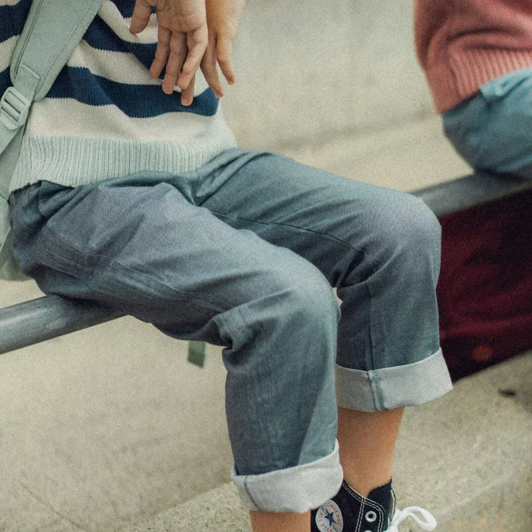 Kid wearing Soft Denim Pants by Firebird Kids