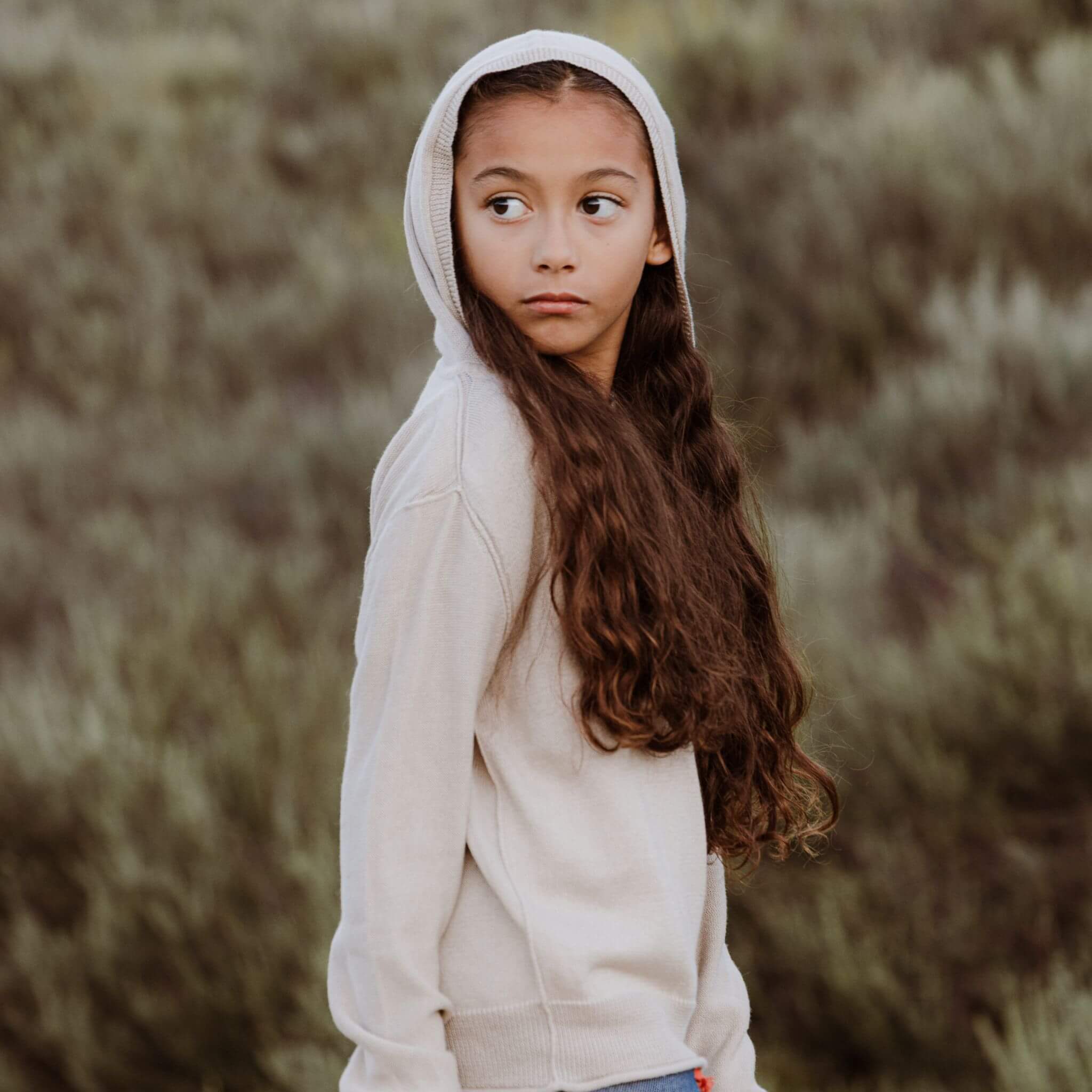 Cashmere Blend Hoodie (Beige/Gray)