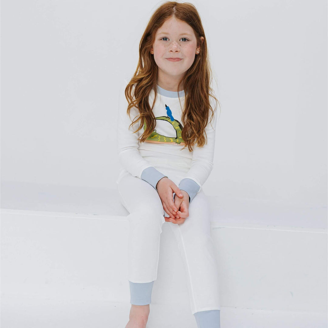 Girl wearing a soft organic cotton pajama set