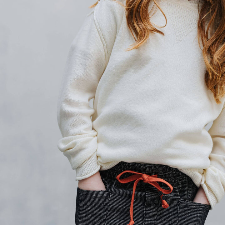 Front view of the Firebird Kids ivory cotton-cashmere hoodie sweater