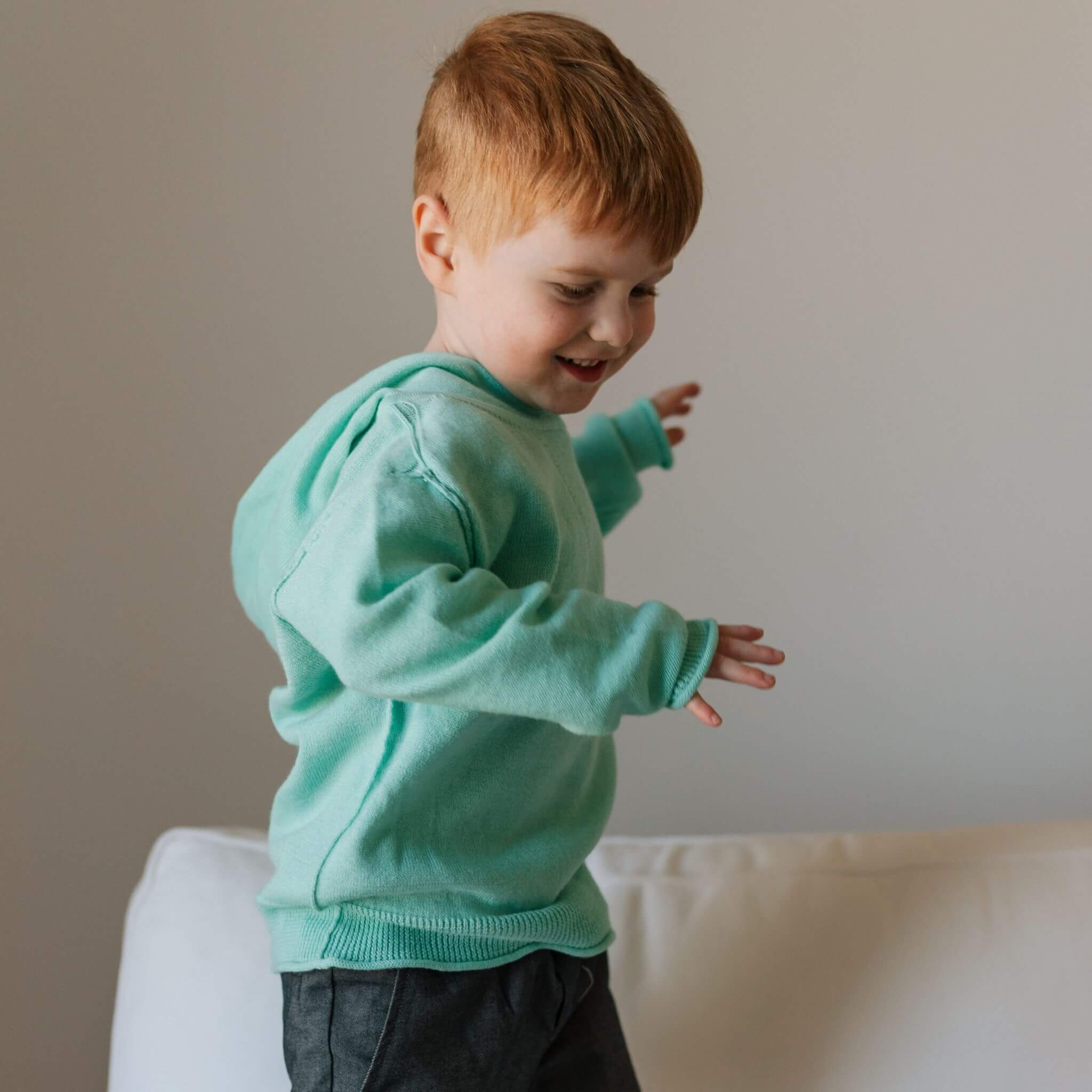 Cotton Cashmere Hoodie Sweater (Sea Glass Blue)