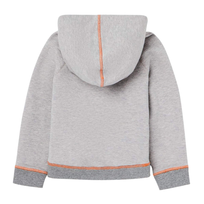 This must have summer hoodie for kids features a contrast orange zipper, lining and a hood. Unisex. Light weight and durable, it is made from organic Italian cotton in NYC.