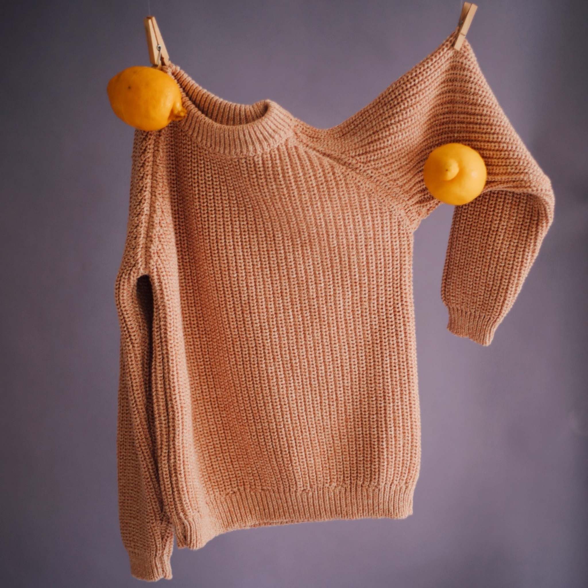 One of our best selling girls sweaters. Chunky knit, made from organic cotton yarn, in beautiful marled blush color. Made in NYC. 