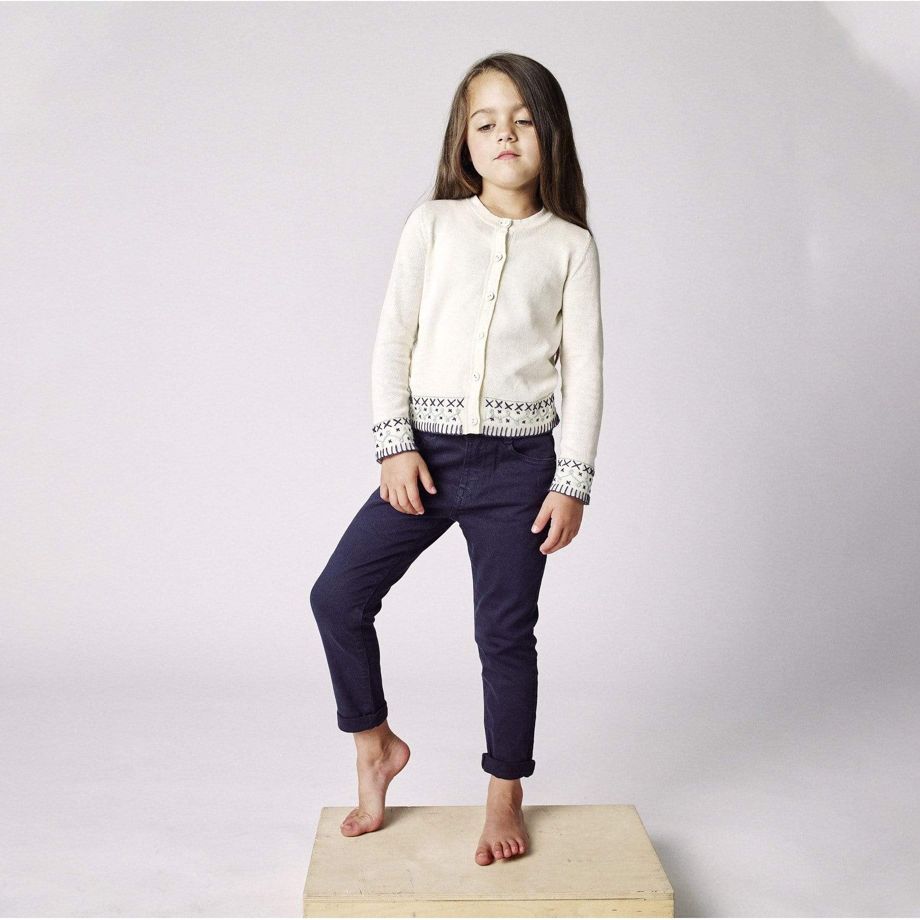 Kids Sweaters Embroidered Organic Girls Cardigan. Made in NYC. 100 Percent Organic Kids Clothes.
