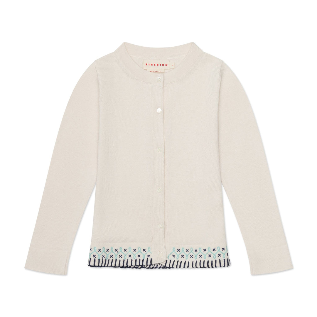 Kids Sweaters Embroidered Organic Girls Cardigan. Made in NYC. 100 Percent Organic Kids Clothes.